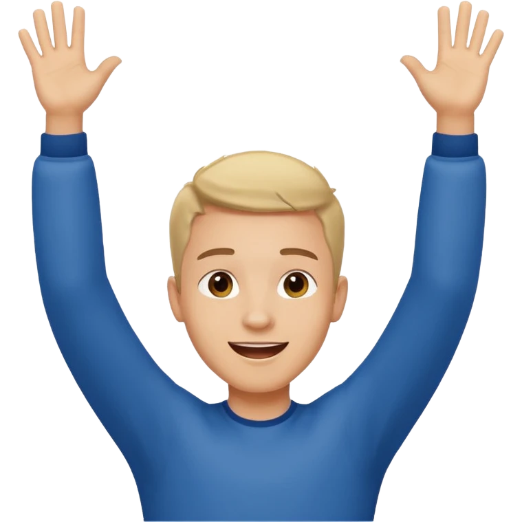 Young man doing celebration pose emoji