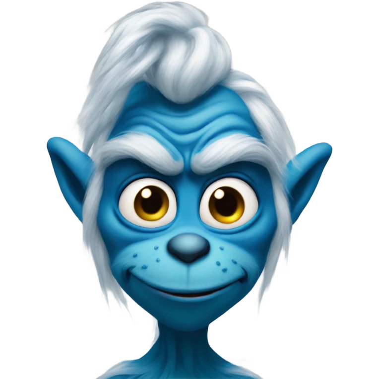Blue grinch with a side eye expression  emoji