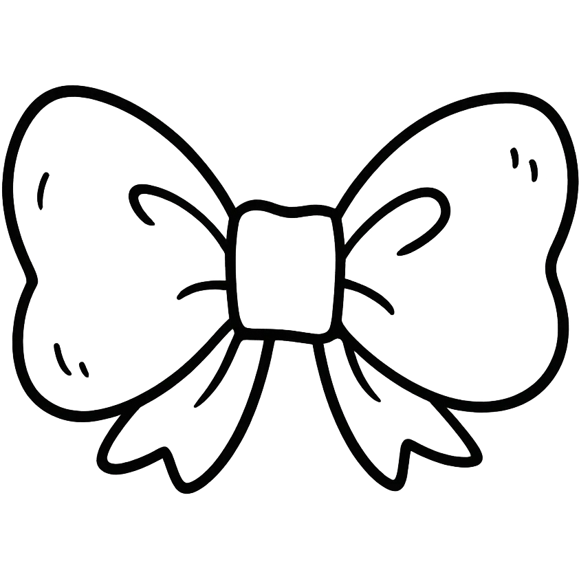 cute pink bow tie hand drawn outline style, black and white, no color emoji
