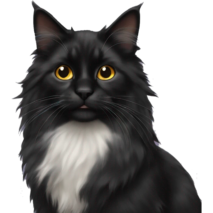 Black domestic longhair cat emoji