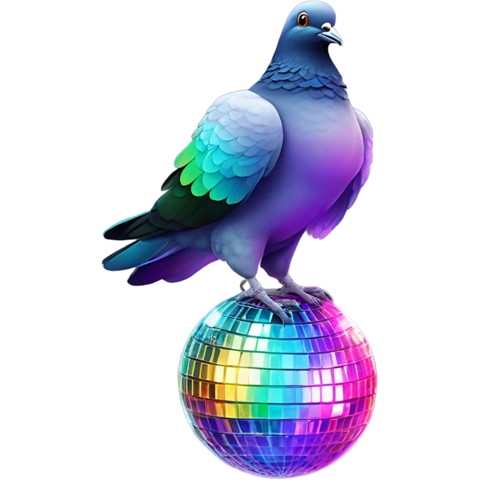 Pigeon with disco ball emoji