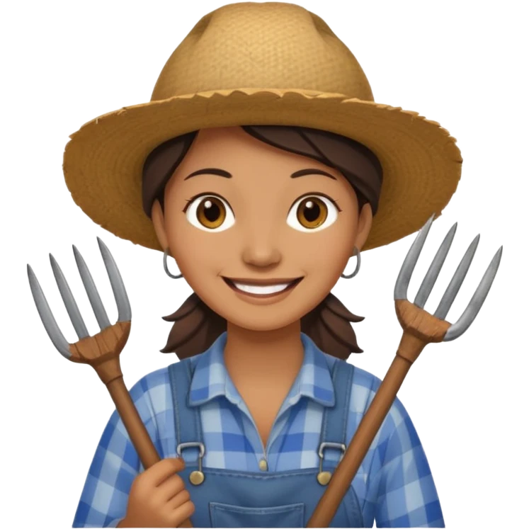 farmer woman with pitchfork emoji