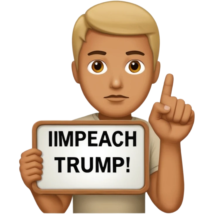 man holding sign that says impeach trump emoji