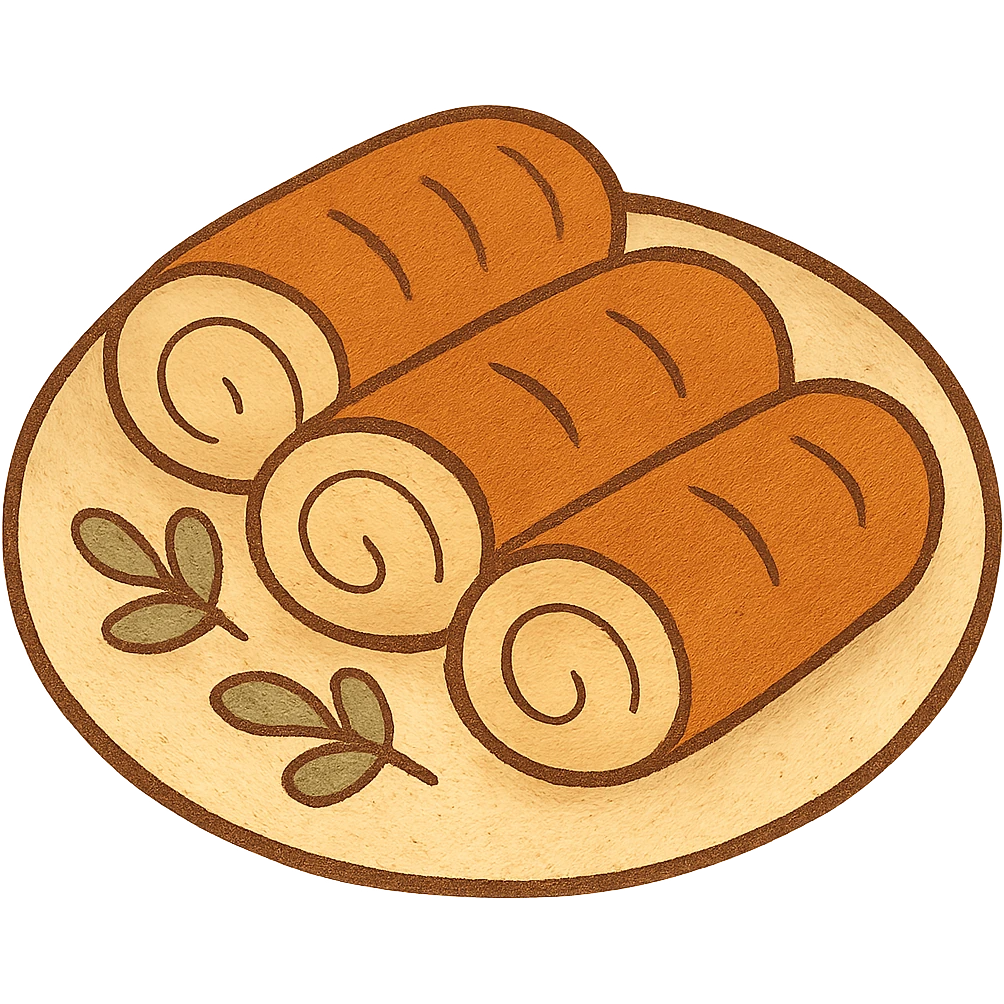 chicken rolls, minimal flat design, no text emoji