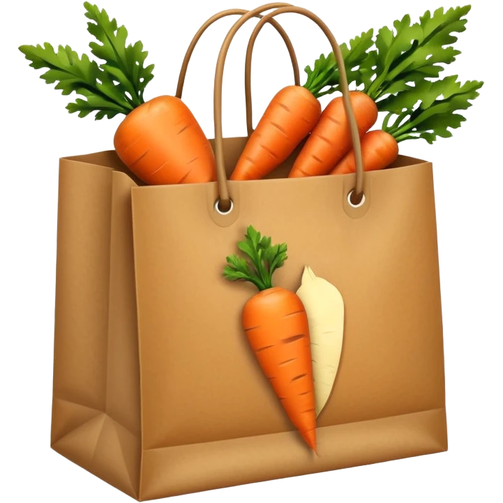 paper shopping bag with carrot. Transparent background emoji