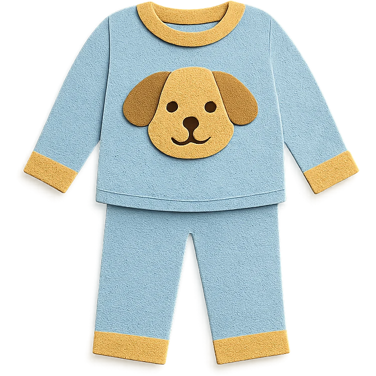 A cozy pajama set with a dog emoji