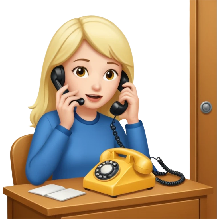 girl talking on telephone in her room emoji