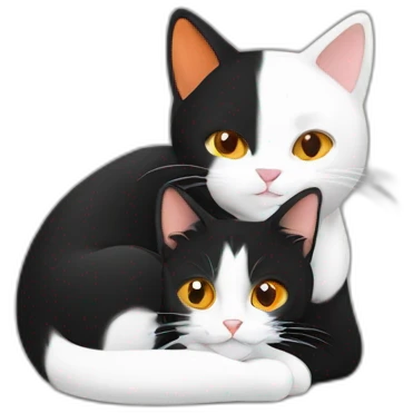orange and a black and white cat hugging emoji