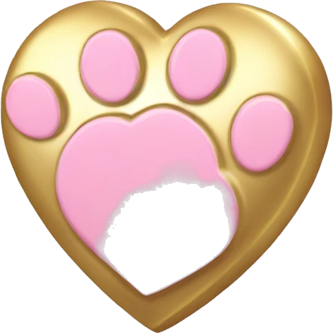 Gold heart with light pink paw print  emoji