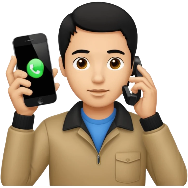 ligh skin black hair man calling with her phone emoji