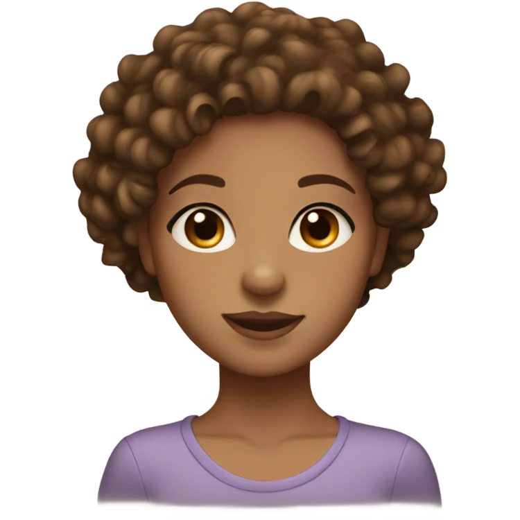 Girl with brown curly hair, light tanned skin and brown eyes with long lashes emoji