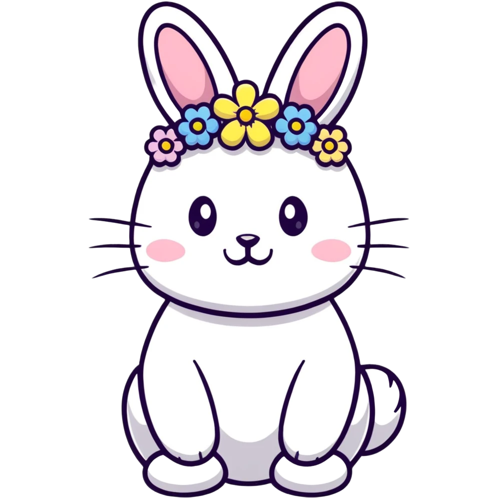 happy Easter bunny wearing a flower crown emoji
