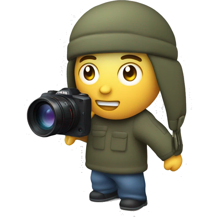  a 3D mimetic digital camera is facing the lens at a 0-degree angle emoji