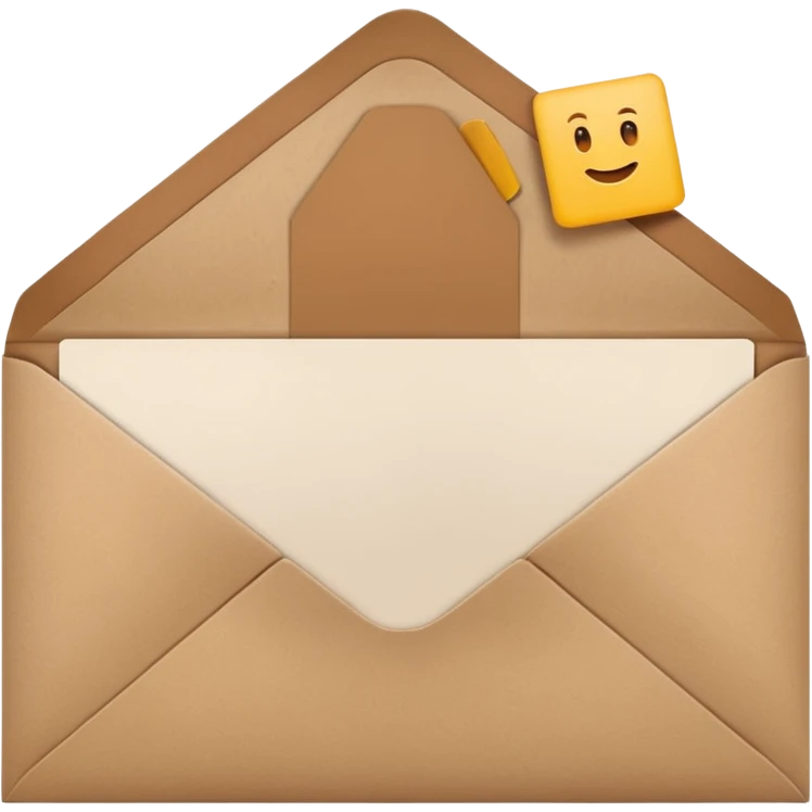 blank greeting card open with brown envelope next to it emoji