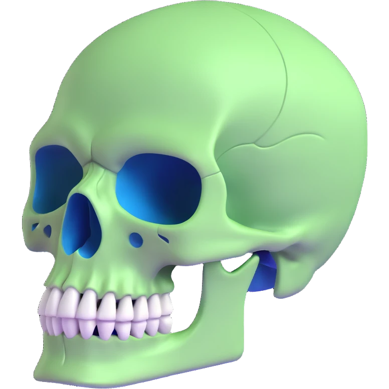 3D skull with Milwaukee Bucks colors (green, cream, blue) emoji