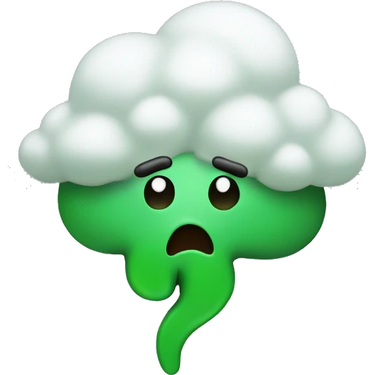 Poop head with green tongue and cloud emoji