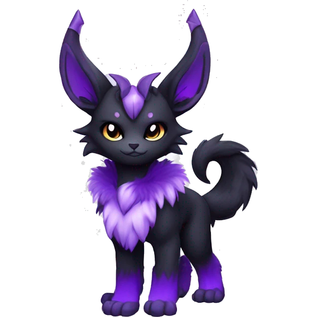 Anthro-Edgy-Black-Purple-Contrast-Colors-Fantasy-Fur-Sona-Chibi-Shiny-Fakémon-Hybrid with horns full body emoji