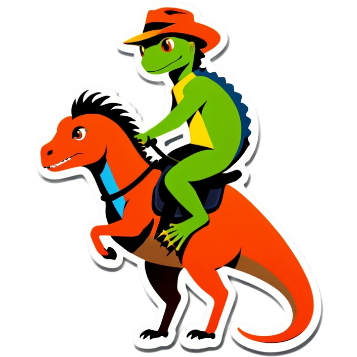 Lizard riding a horse emoji