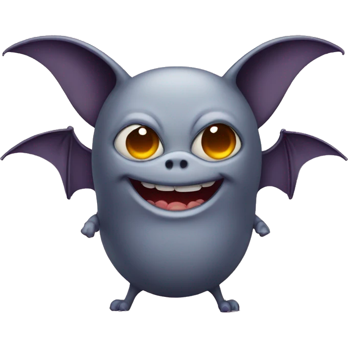 bat with a big brain, kind and smiling emoji
