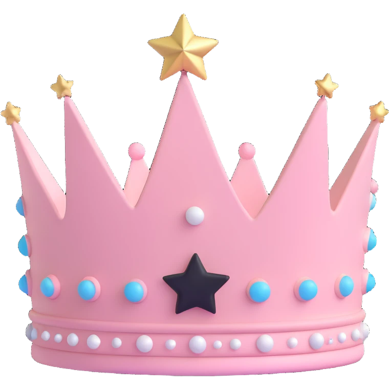 white and pastel pink crown with star accents emoji