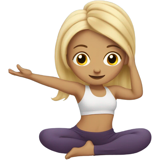 A girl with long blonde hair doing yoga emoji