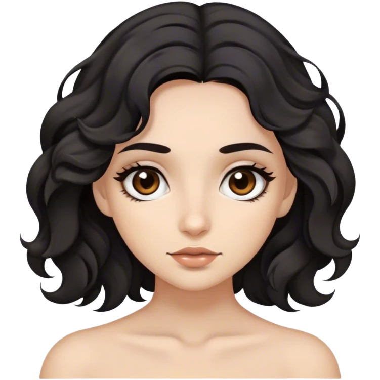 A girl with black wavy hair and brown eyes. She’s beige and very beautiful her beauty is amazing but she has dark circles  emoji