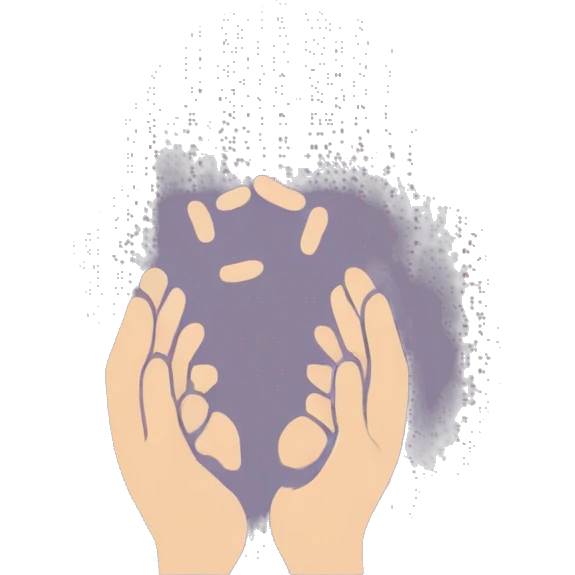 Create a logo that depicts a hand being held in another hand. The logo should reflect care, warmth, and trust. emoji
