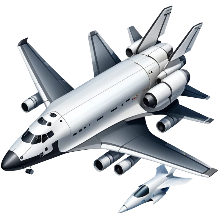 An icon featuring a collage of a space shuttle, a drone, and an airplane, symbolizing aerospace technology. The design includes rocket engines, wings, and flight paths, representing advancements in aviation and space exploration. Transparent background highlights cutting-edge aerospace engineering. emoji