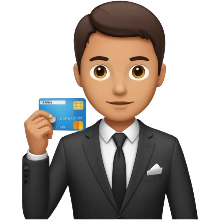 Scissors cutting man ID card in 2 parts. Realistic emoji
