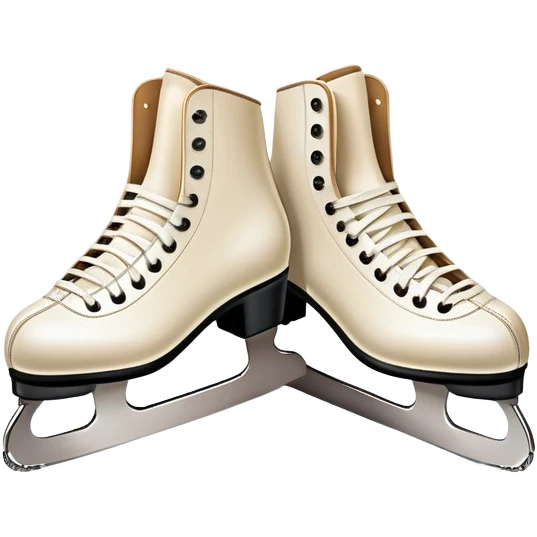 An icon featuring a pair of elegant figure skates resting on scratched, worn ice. In the background, cheering spectators fill the stands of a grand stadium, creating a vibrant atmosphere. Transparent background highlights the essence of figure skating performance emoji