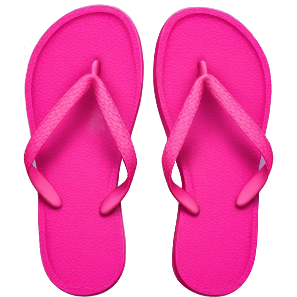 Realistic hot pink pair of summer flip flops isolated. emoji