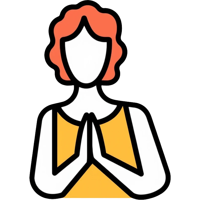 Person with hands folded, praying and talking to God, divine connection emoji