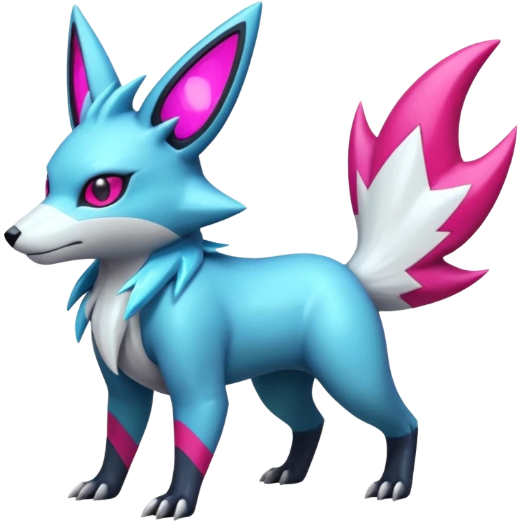 White and magenta pastel shiny glossy smooth soft glowing cyperpunk futuristic feral Zangoose-Manectric-Luxray-Umbreon-Vaporeon-Amaura-Electrike-fusion-creature  emoji