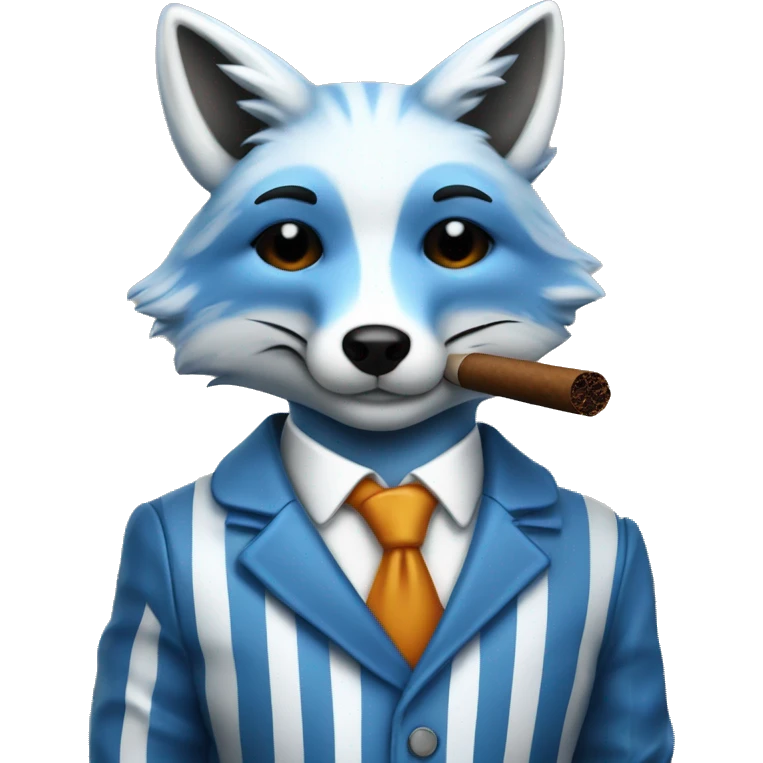 blue fox in a striped suit with a cigar and a martini glass emoji