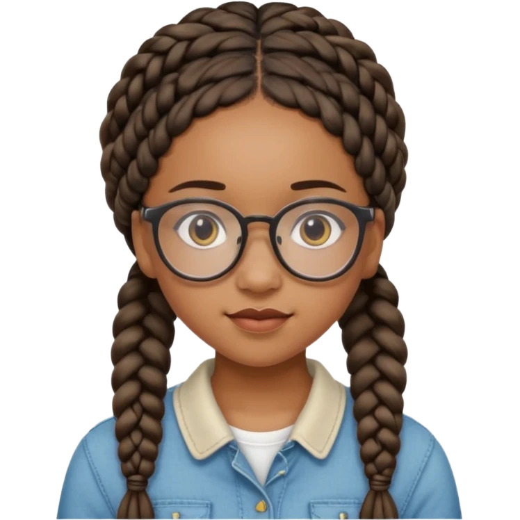 black cute young adult girl with classes and braids emoji