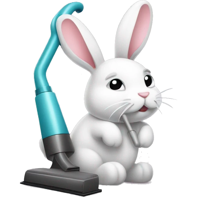 Sleepy bunny vacuuming emoji