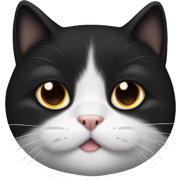 fluffy black cat nose half white emoji