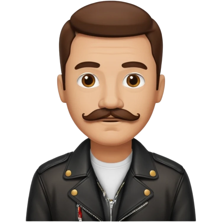 A man with a mustache, wearing a leather jacket emoji