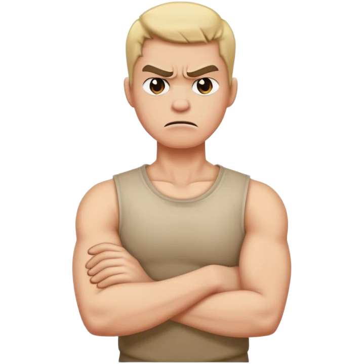 arm crossed holding neck and angry emoji