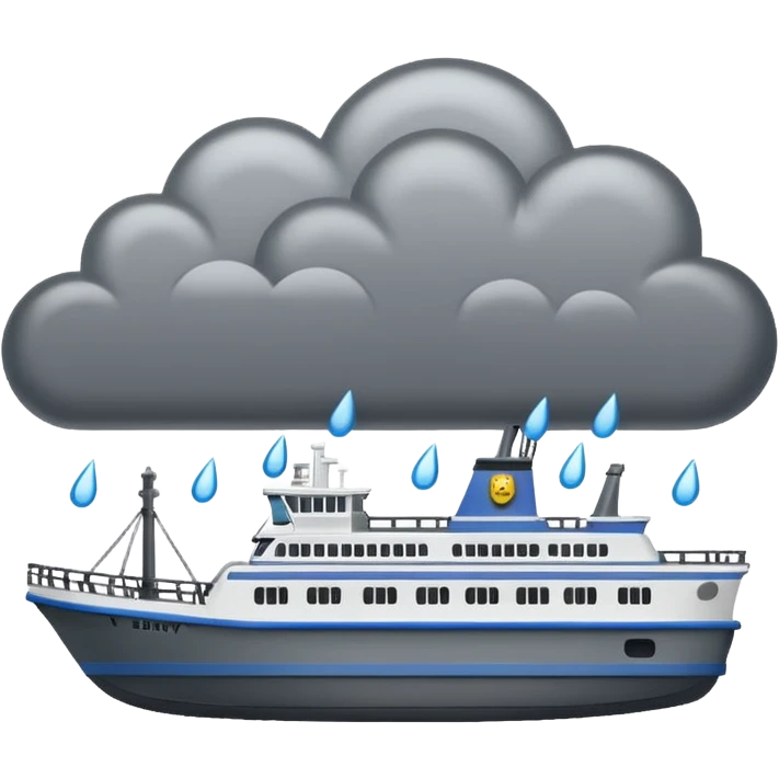 Rain cloud that sprinkles ferry boats emoji