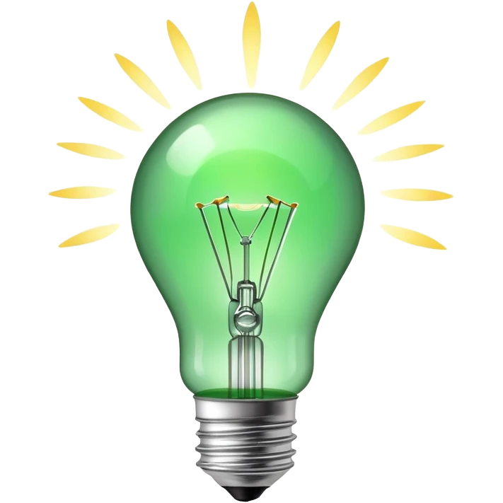 Draw me an emoji - a chemical green bulb that will point the finger up on a white background, as in the picture. emoji