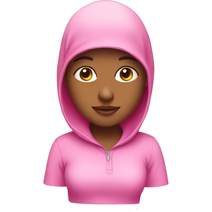 Girl wearing pink balaclawa emoji