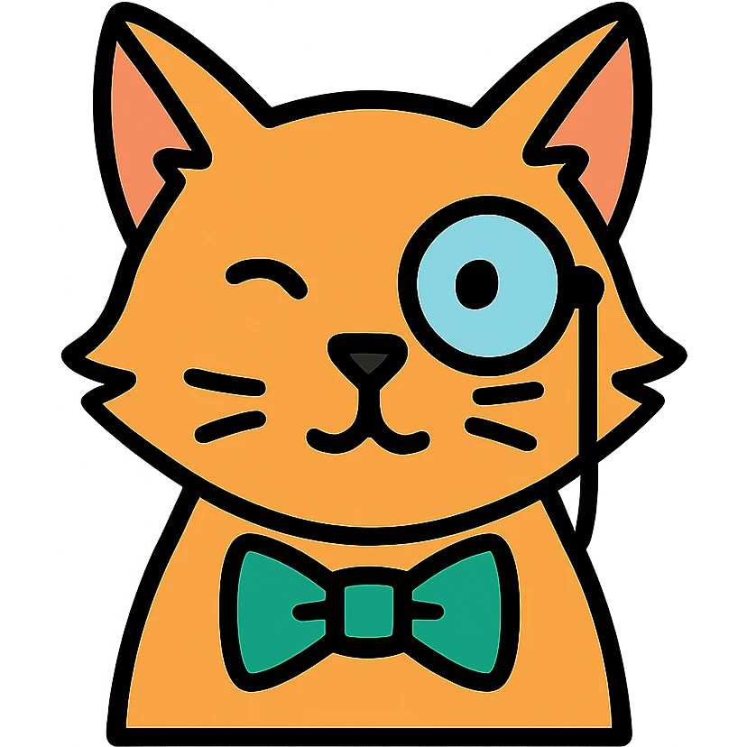A sophisticated cat wearing a monocle, elegant, fancy feline emoji