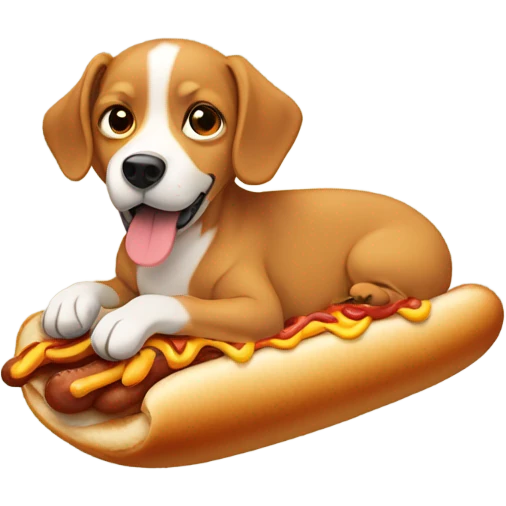 dog with a hotdog on it’s under side emoji
