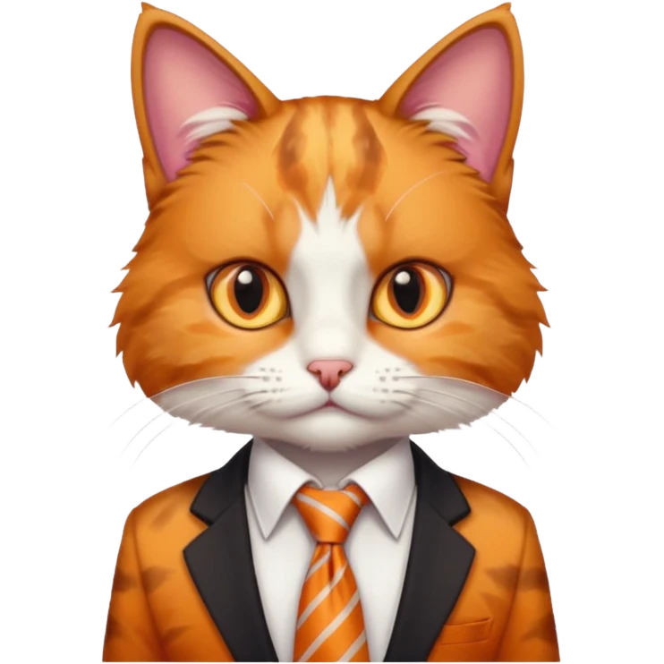 cat in white shirt, orange tie emoji