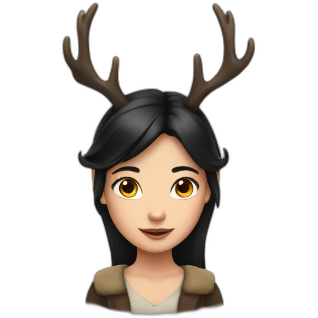 Girl with deers horns with long black hair emoji