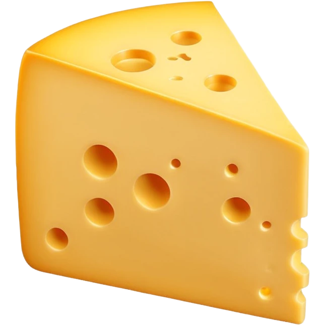 3D cartoon wedge of cheese with slightly smoother surface and one fewer hole, same size and shape, Memoji-style. emoji