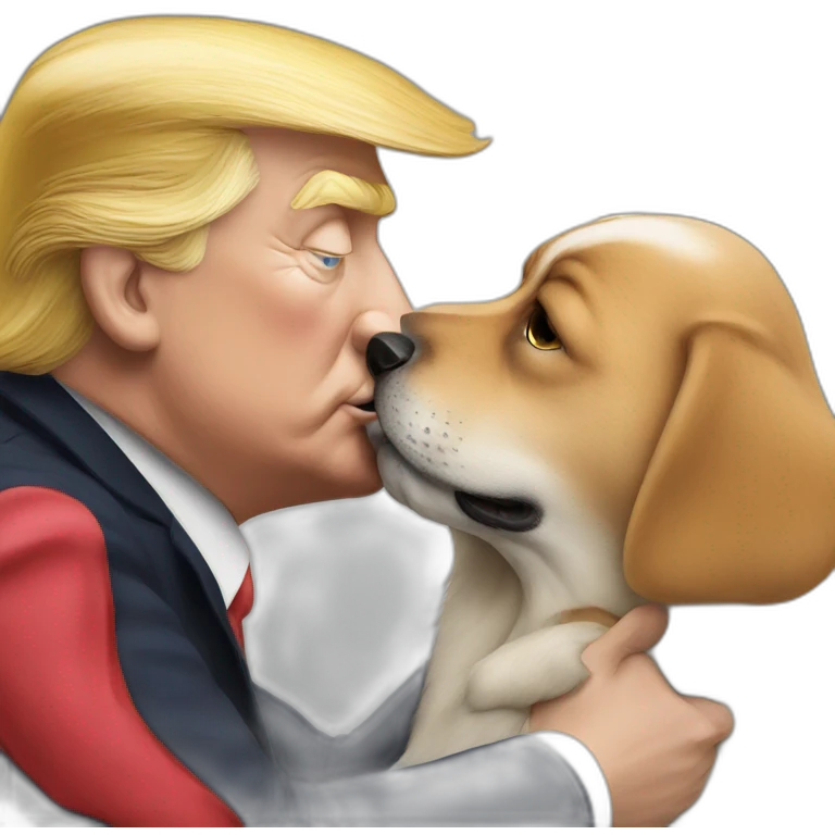 trump kissing a dog emoji