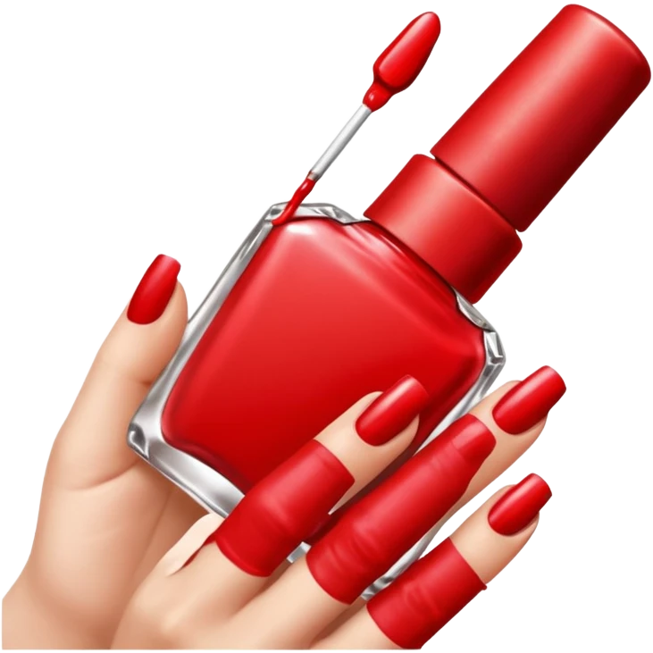hand with painted nails and nail polish bottle emoji