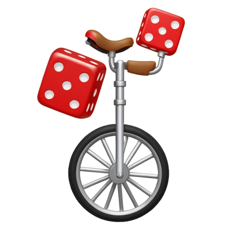 dice riding on a unicycle  emoji